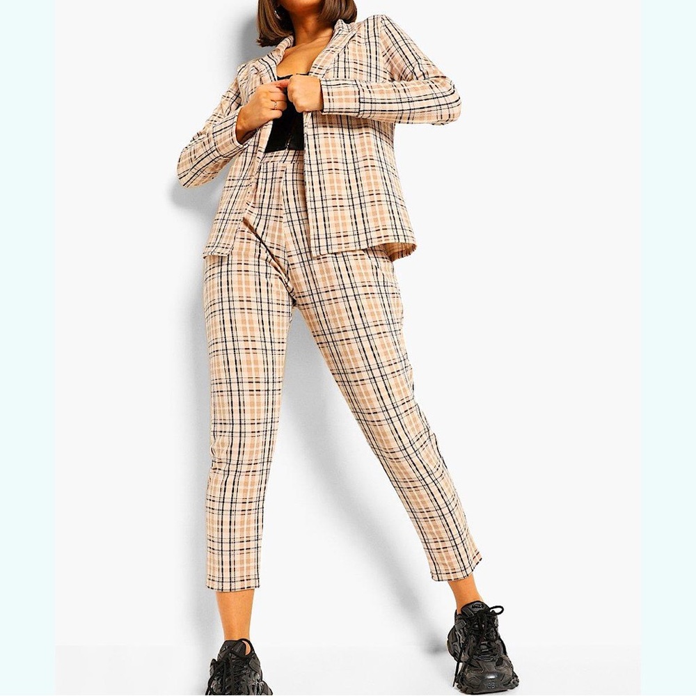 Tonal Check Tailored Blazer And Trouser Co-ord Suit